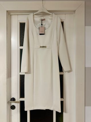 Tubino TwinSet bianco nuovo con dettaglio gioiello