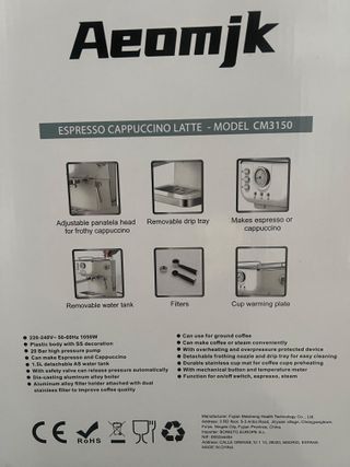 Cafetera Espresso Aeomjk