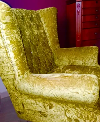 Sillón Vintage Terciopelo Verde Patas Plateadas