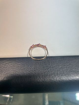 Anillo Oro 18K Rosa Rubí Circonitas