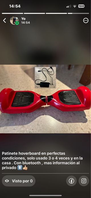Patinete Hoverboard Rojo con Bluetooth