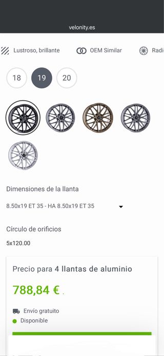 Llantas Negro Satinado 19” DM08 8.50x19 ET 35