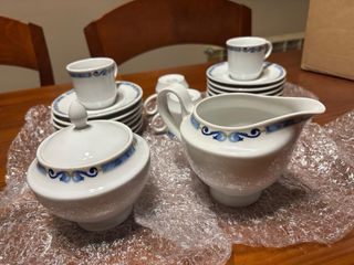Juego de café porcelana azul y blanco