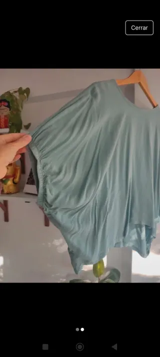 Camisa manga murciélago verde azulado talla única