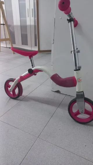 Patin-bici 2 en 1 rosa y blanco