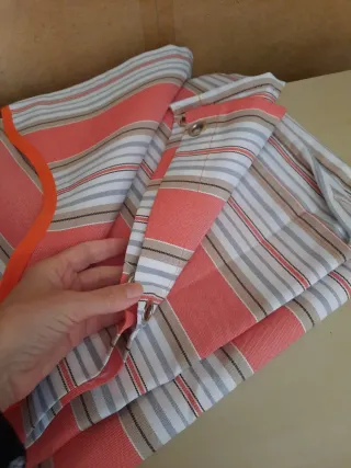 Toldo Cortina Rayas Naranja y Rosa