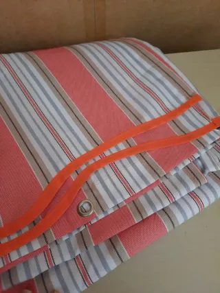 Toldo Cortina Rayas Naranja y Rosa
