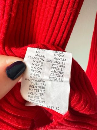 Vintage red jumper top long sleeve ribbed fabric