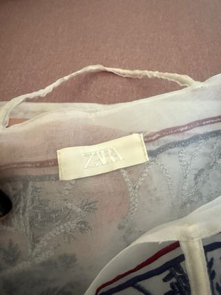 Bolso Zara Seda Bordada Azul Blanco