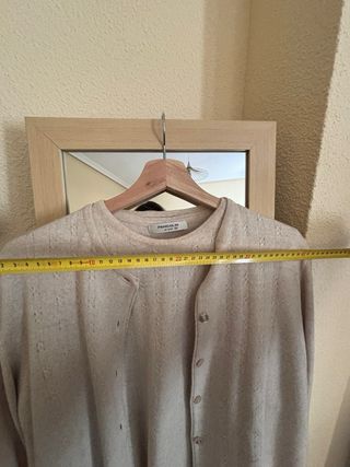 Conjunto cárdigan y camiseta lana beige
