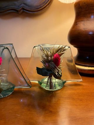 Coppia di portatovaglioli in vetro