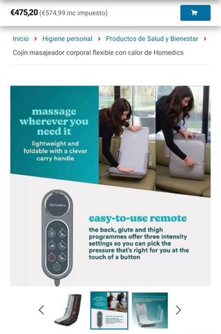 Respaldo flexible masaje y calor HOMEDICS