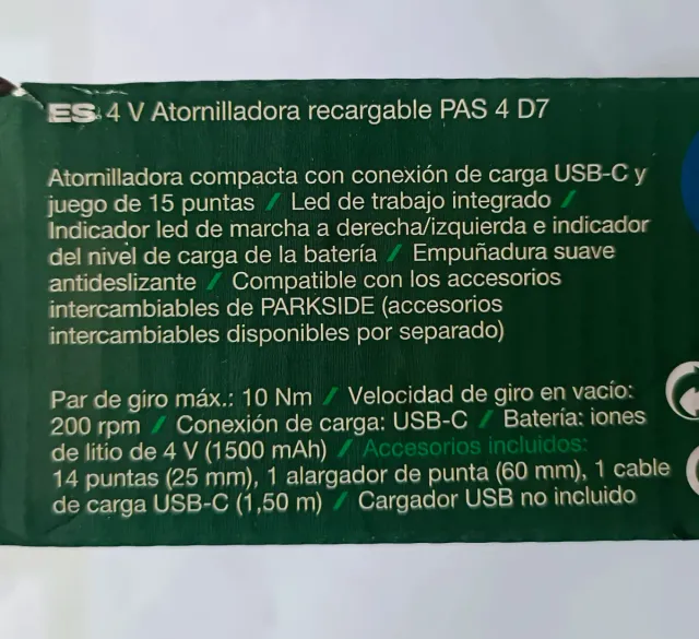 ATORNILLADOR  PARKSIDE    RECARGABLE