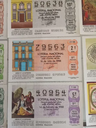 Lote 50 Loterías Nacionales 1988 ( VER FOTOS)