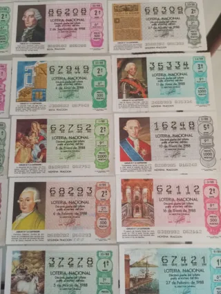 Lote 50 Loterías Nacionales 1988 ( VER FOTOS)