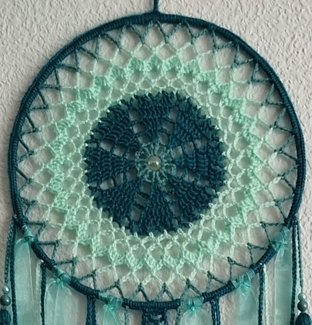 Atrapasueños largo 1 metro -esmeralda, verde, agua