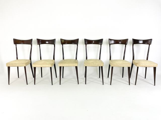 Set 6 sedie vintage tessuto e legno