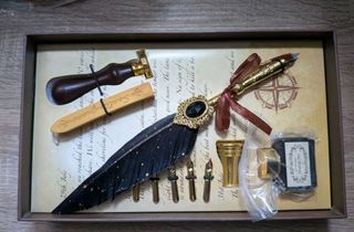 Set juego plumas caligrafía caja tinta escritura