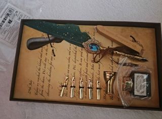 Set juego plumas caligrafía caja tinta escritura