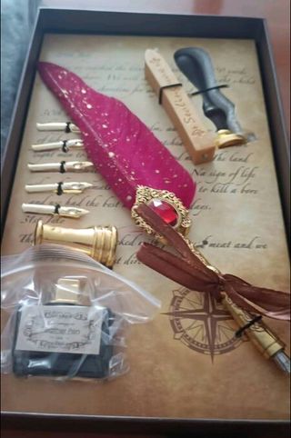 Set juego plumas caligrafía caja tinta escritura