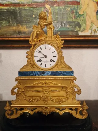 Reloj de sobremesa francés antiguo ca. 1875 bronce