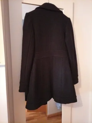 Abrigo lana cocida negro mandarina