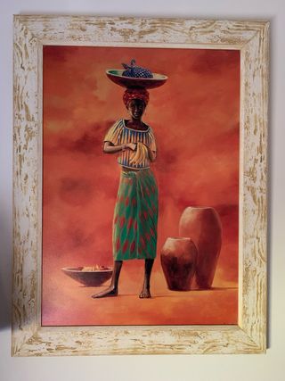 3cuadros de africanas en colores vivos