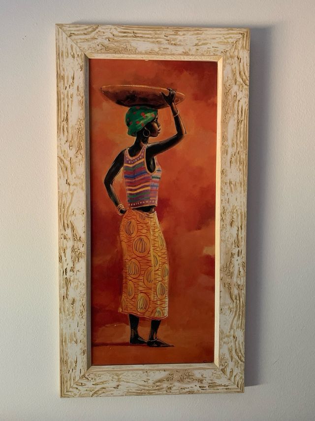 3cuadros de africanas en colores vivos