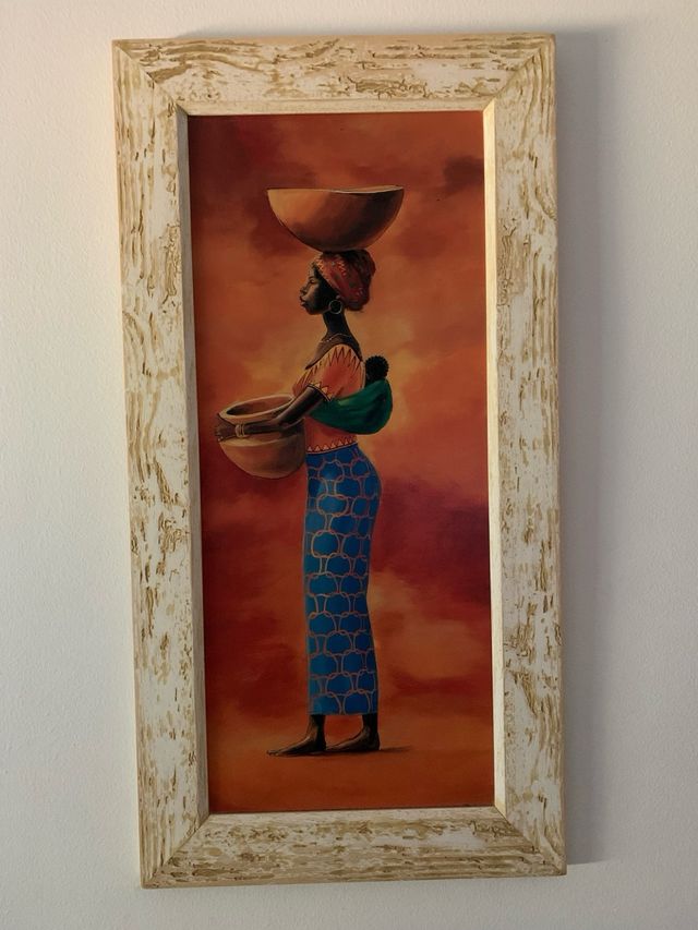 3cuadros de africanas en colores vivos