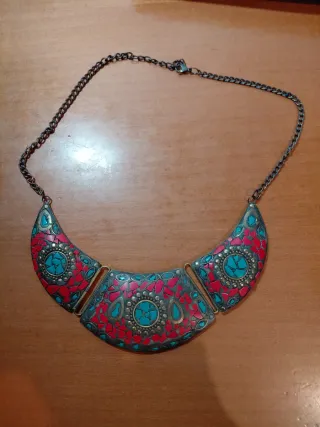 Collar Babero Étnico Tribal Turquesa Coral