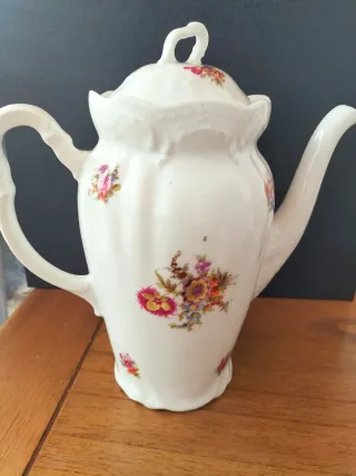 Juego Cafetera y Lechera Vintage Porcelana