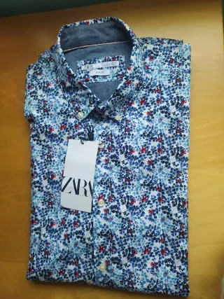 Camisa Zara Slim Fit Estampada Talla M