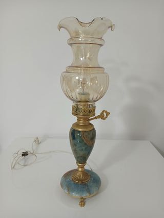 Lampada Lume da Tavolo Abatjour in Onice e Ottone