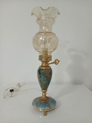 Lampada Lume da Tavolo Abatjour in Onice e Ottone