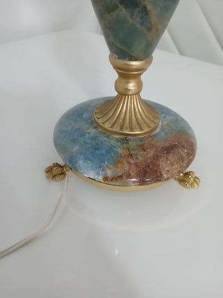 Lampada Lume da Tavolo Abatjour in Onice e Ottone