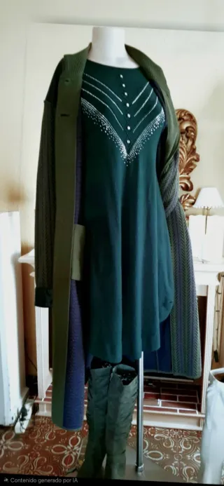 Vestido punto fino / lana verde botella