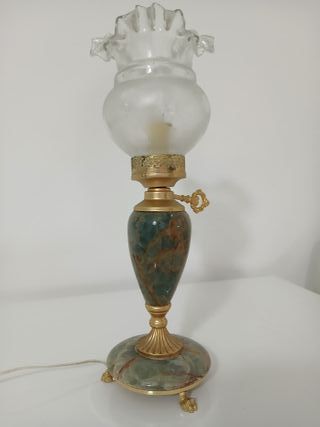 Lampada da tavolo in onice e ottone