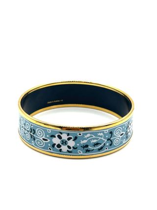 Pulsera Hermès esmaltada azul y dorada