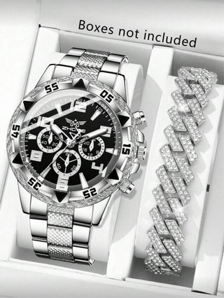 Reloj ZHOYE Acero Cronógrafo Negro/Plata