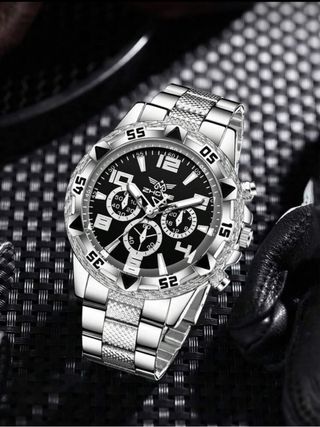 Reloj ZHOYE Acero Cronógrafo Negro/Plata