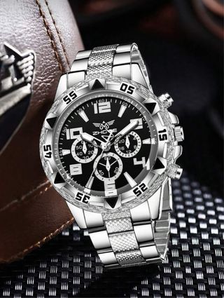 Reloj ZHOYE Acero Cronógrafo Negro/Plata