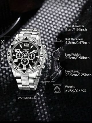Reloj ZHOYE Acero Cronógrafo Negro/Plata