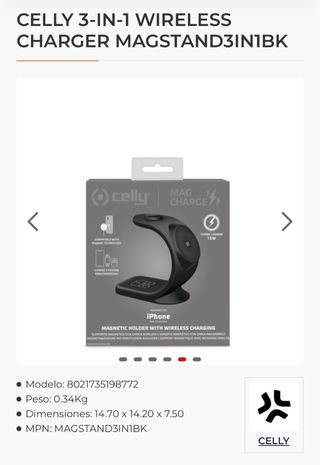 Cargador Inalámbrico Celly 3 en 1