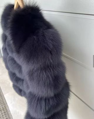 Abrigo de piel natural negro/gris