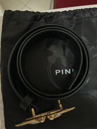 Cintura Pinko Nera con Fibbia Love Birds Oro