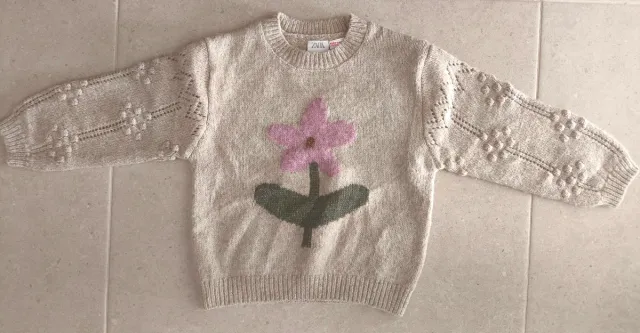 Jersey Zara niña flor rosa