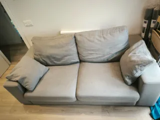 Sofá 3 plazas gris tela