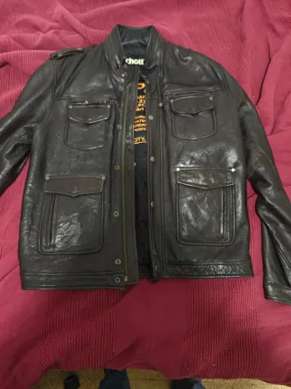 Chaqueta de piel Schott marrón