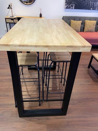Tavolo Alto Industriale in Legno e Acciaio