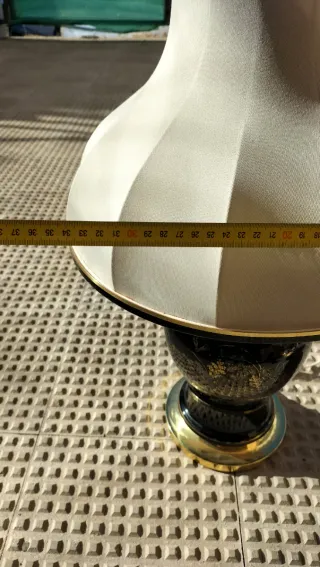 Lámpara de mesa antigua cerámica y metal